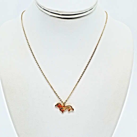Dachshund Wiener Dog Pendant Necklace Gold Tone Dog Lover - Picture 2 of 6